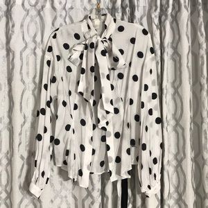 Polska dot bow front blouse